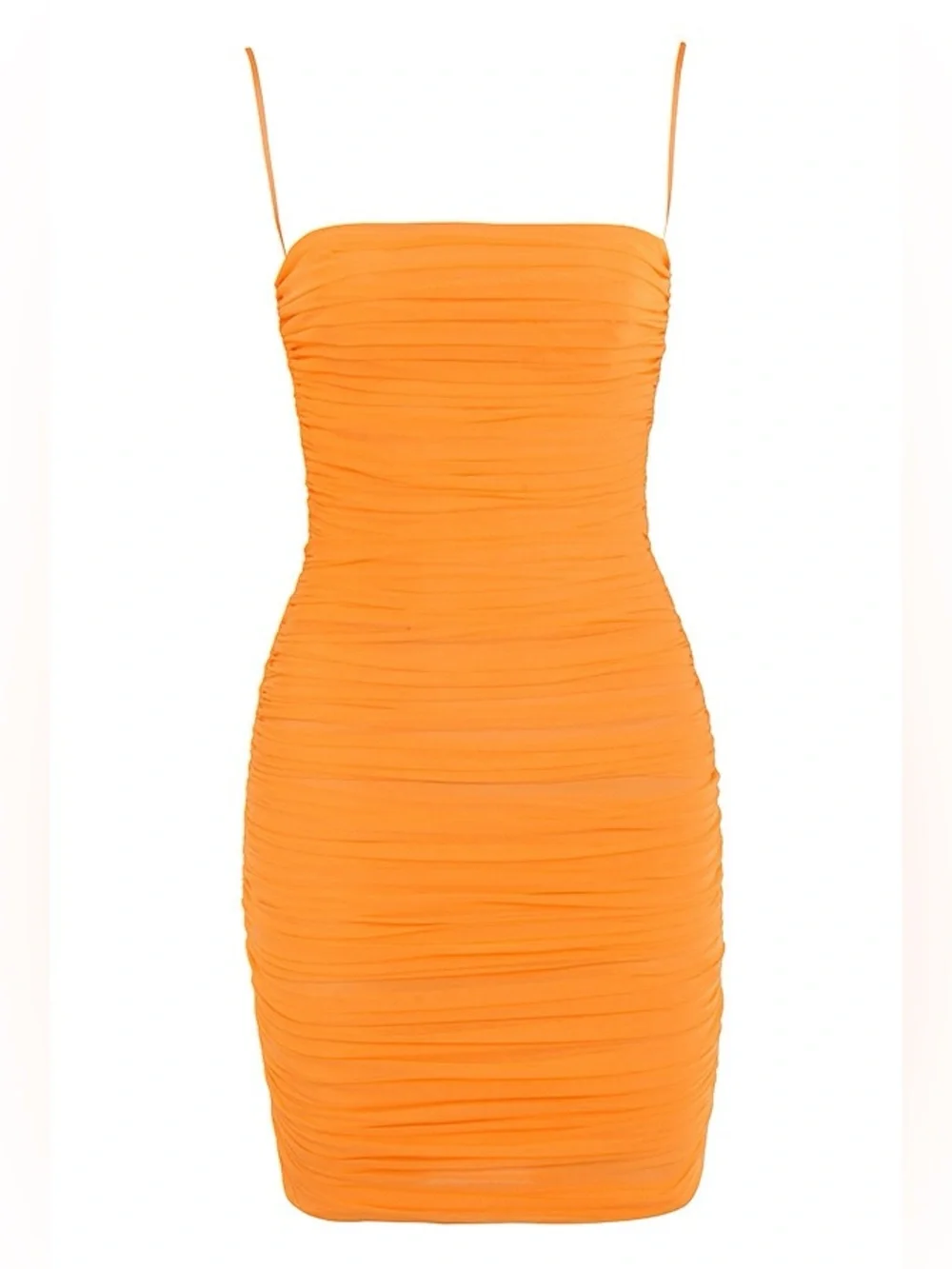 HOUSE of CB Tangerine Ruched Organza Mesh Mini Dress Sz. M - Picture 2 of 15